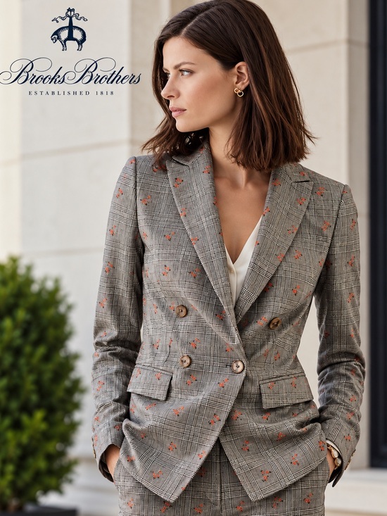 Brooks Brothers Jackets & Blazers - Brooks Brothers Floral Glen Plaid Double Breasted Blazer Size 8